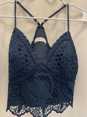 Abercrombie & Fitch Navy Crochet Lace Bralette
